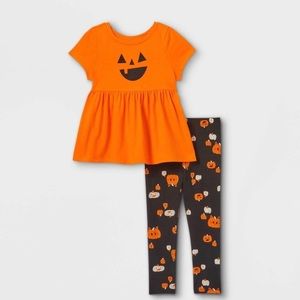 Cat & Jack Pumpkin A-line Halloween Outfit Set NWT